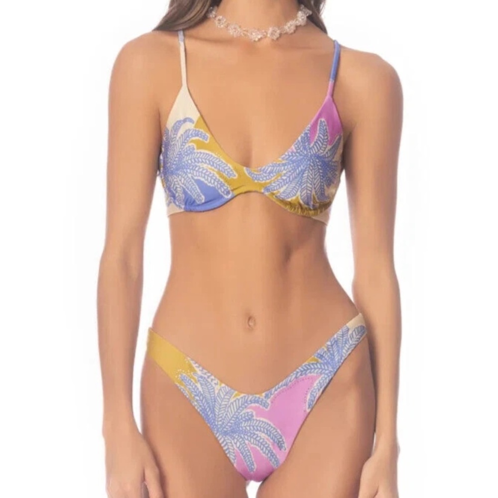 Maaji Periwinkle Palms Reversible Bikini Set NWT